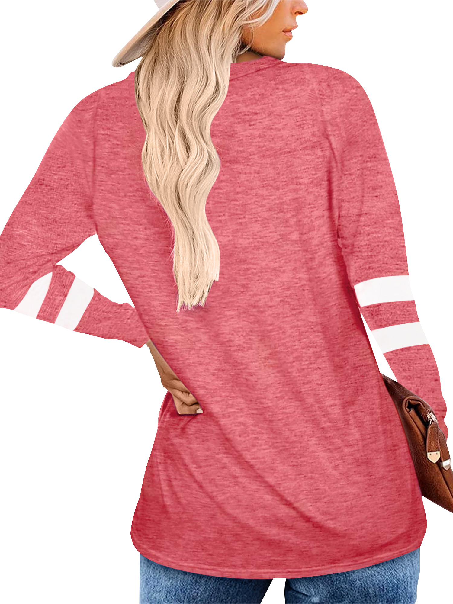 Temofon Women's V-Neck Color Block Tunic Top photo 6