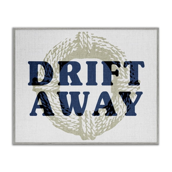 Stupell Industries Tropical Drift Away Maritime Phrase Gray Framed Giclee Art, 20 x 16, by Lil' Rue
