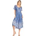 thumbnail image 5 of Sakkas Ronny Lace Embroidered Cap Sleeve Tie Dye Wash Caftan Dress / Cover Up - Sky Blue - One Size Regular, 5 of 5