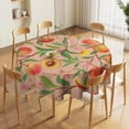 thumbnail image 4 of Pink Peach Tablecloth, Vintage Summer Tropic Fruits Leaves Flowers Table Cloth Cover for Holiday Home Picnic Party Wedding 60x60in, 4 of 6