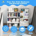thumbnail image 4 of Hironpal Kids Bookshelf, 4 Tier Storage Book Rack and Five Layer Sling Bookshelf for Playroom,Gray, 4 of 7