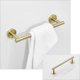 thumbnail image 2 of Juego de accesorios de baño con barra para toallas, 1 gancho para toallas y 1 soporte para papel higiénico en acero inoxidable dorado cepillado, 2 of 4