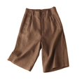 thumbnail image 2 of CheerKidz Women's Versatile High Waisted Short Pants with Pockets Loose Fitting Linen Wide Leg Design Shorts for Summer Travel Everyday Fashionable Wear, 2 of 7