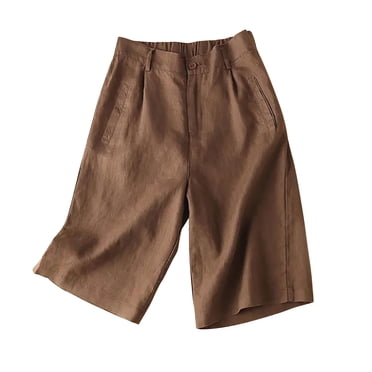 Yanlir Women's Versatile High Waisted Short Pants with Pockets Loose Fitting Linen Wide Leg Design Shorts for Summer Travel Everyday Fashionable Wear