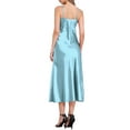 thumbnail image 3 of CURVOSPORT Vestido de Satén para Mujer con Tirantes Espagueti y Escote en V, Elegante Vestido Maxi Deslizante en Azul Claro, 3 of 6