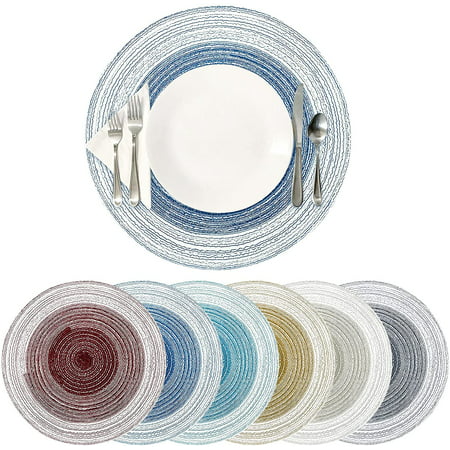 Set Of 6 12 Inch Round Placemats Rustic, Round Linen Placemats