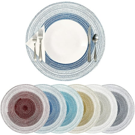 Set Of 6 12 Inch Round Placemats Rustic Farmhouse Linen For Dining Table Woven Heat Resistant Non Slip Kitchen Mats Diameter Grant Color Canada Set Of 6 12 Inch Round Placemats Rustic, Round Linen Placemats