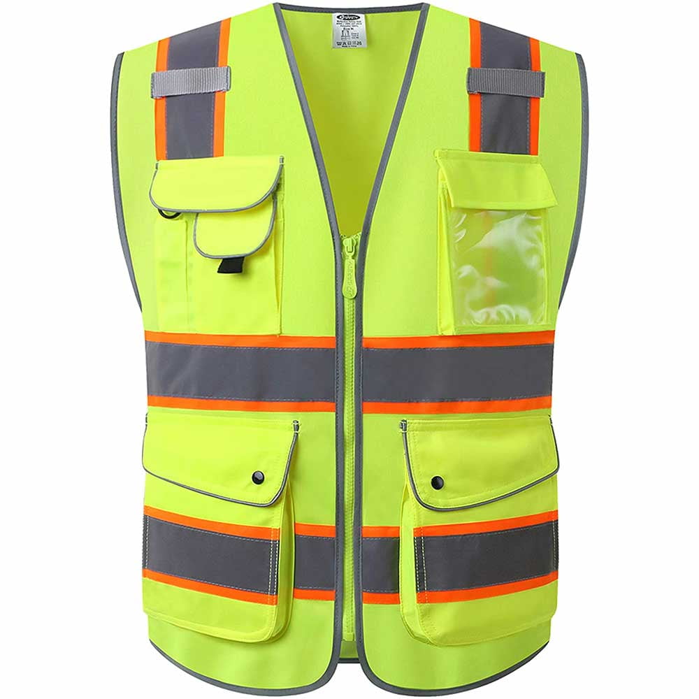 JKSafety Yellow Breathable Reflective Safety Vest Classic 9 ANSI Class 2 