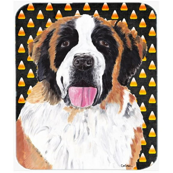 Saint Bernard Candy Corn Halloween Portrait Mouse Pad, Hot Pad Or Trivet
