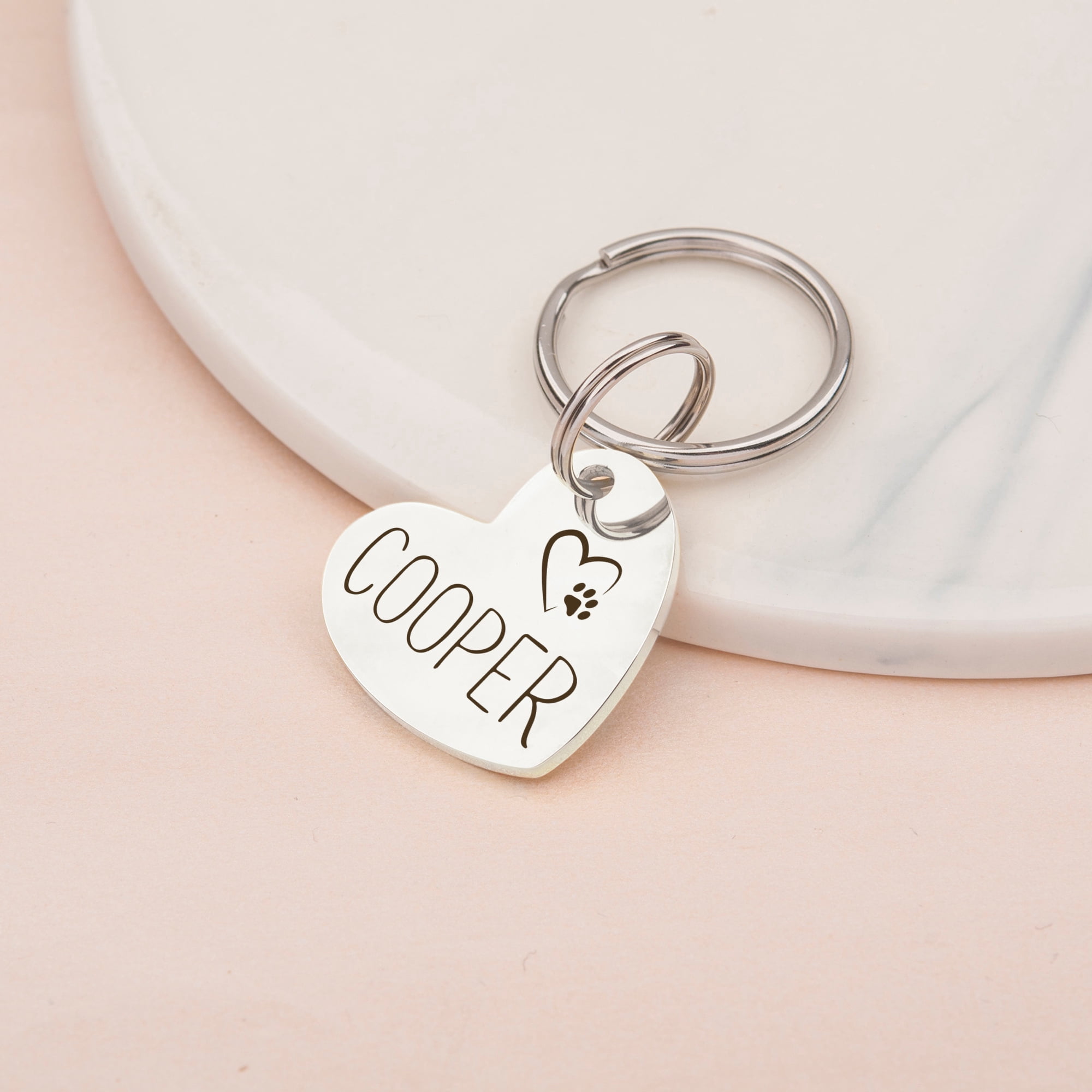Anavia Metal & Stainless Steel Heart Cute Girl Engraved Dog ID Tag, Silver, M