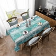 thumbnail image 4 of Teal Coastal Beach Rectangle Tablecloth, Nautical Starfish Coral Vintage Wooden Waterproof & StainResistant Tablecloth, Washable Oil-proof Table Cover for Dining/Party/Wedding/Camping/Buffet 52x70 In, 4 of 9