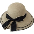 thumbnail image 3 of CoCopeaunts Bow Straw Bucket Hat for Women Summer Foldable Roll up Floppy Basin Hat Packable UV Protection Sun Hat Black Brim, 3 of 8