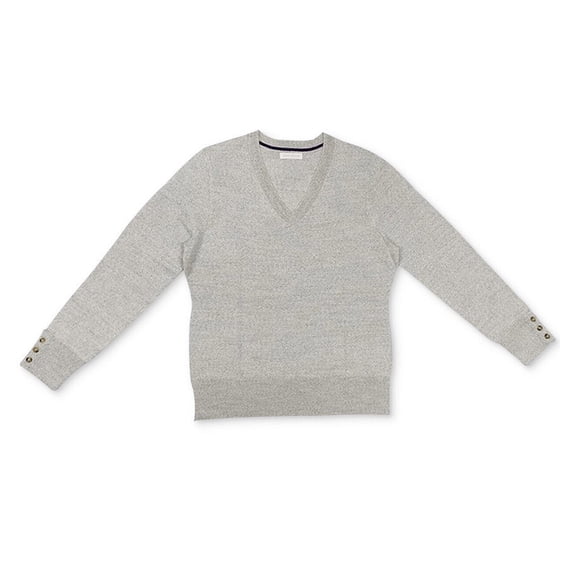 Charter Club Women's V-Neck Button-Sleeve Sweater French Size L