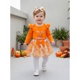 thumbnail image 6 of RUINIXCW Baby Girl First Halloween Outfit Fashion Long Sleeve Pumpkin Embroidery Tops with Tulle Skirt, Headband 3Pcs Fall Set, 6 of 9