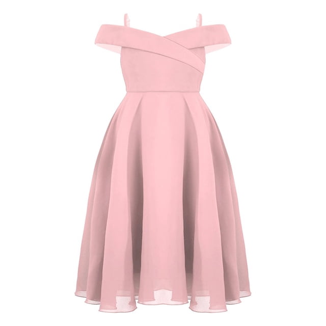 CHICTRY Juniors Grandes Filles Off-the-Shoulder Bal Cocktail Soirée Robe de Bal Perles Brillantes Robe de Fête d'Anniversaire Rose 8