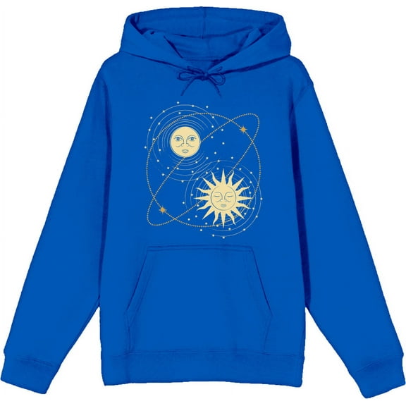 Celestial Tropics Sun And Moon Adult Blue Long Sleeve Hoodie-Medium