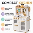 thumbnail image 4 of Teamson Kids Wooden Play Kitchen Set with 16 Accessories, Extendable Faucet, White and Gold Compact Wooden Play Kitchen with Oven, Sink and Storage, 4 of 10