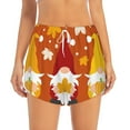 thumbnail image 2 of Xecao's Happy Thanksgiving Three Gnomes for a double-layer running short for women, perfect for gym, tennis, and more, featuring a convenient pocket., 2 of 9