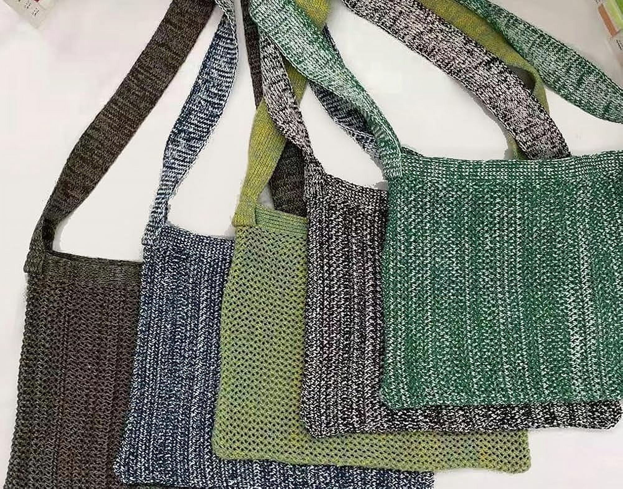Kukuzhu Crochet Shoulder Bag Women Storage Knitting Crossbody Bag Woven Bag Simple Color Hollow Design Knitted Purse