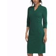 thumbnail image 2 of Vestido Midi de Manga 3/4 con Cuello Alto y Escote en V para Mujeres INSPIRE CHIC M Verde Oscuro, 2 of 7