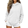 thumbnail image 2 of Hoodies for Women Oversized Trendy Fall Sweatshirt Pullover Fleece Long Sleeve Sweaters Winter Y2k Clothes White S, 2 of 7