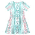 thumbnail image 2 of Aztec Geometric Abstract Pattern Girls Short Sleeve Dress A Line Sun Protection Breathable Comfort Sundress 5-6T, 2 of 8
