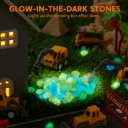 Klever Kits Construction Sensory Bin with Glow-in-The-Dark Stones, Play Sand Toy Gifts for Boys Girls Age 3+