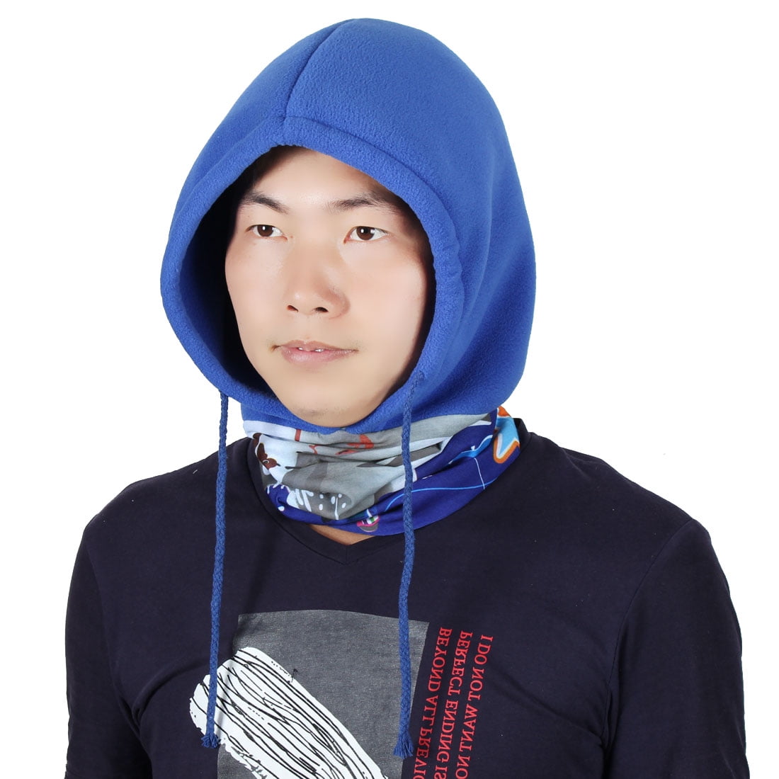 Adjustable Rope Riding Double Layer Head Wrap Neck Protector Balaclava Dark Blue by Unique-Bargains