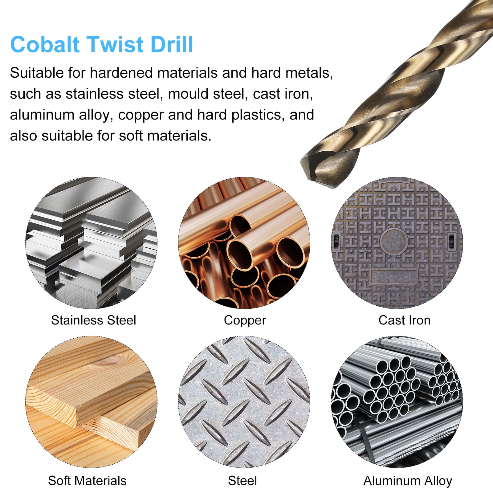 15pcs M35 Cobalt Drill Bit Set 4.6mm Cobalt High-Speed Steel