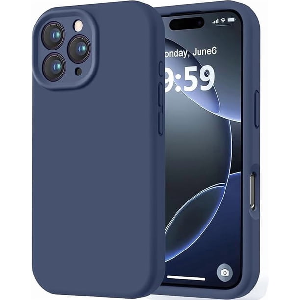 Funda de Silicona Premium, Forro de Microfibra Suave, para iPhone 16 Pro de 6.3 Pulgadas, Azul Marino