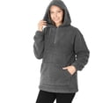thumbnail image 2 of Women's Soft Cotton Candy Fleece Quarter Zip-Up Sherpa Hoodie Sweatshirt Top with Kangaroo Pocket, 2 of 6