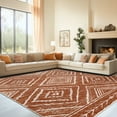 thumbnail image 6 of 8'x10' Area Rugs for Living Room, Machine Washable Non-Slip Carpet, Soft Faux Wool Low Pile Moroccan Farmhouse Western Rug, Reddish Brown, 6 of 6
