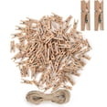 thumbnail image 1 of Alician 100pc Natural Wooden Clothespins Multi-functional Reusable Mini Clips Clothes Pins With 10m Jute Twine For Photo Crafts, 1 of 8