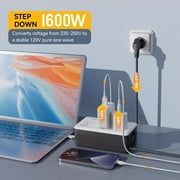 1600Watt Voltage Converter 220V to 110V for Any American Appliances such as Hair Dryer, Rice Cooker, Blender, Coffee Maker, Surge Protection, High Power Step Down Transformer US to EU/UK/AU/Asia