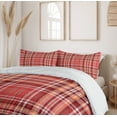 thumbnail image 6 of Ambesonne Checkered Duvet Cover Set, White Lines and Cells, 2-Calking, Dark Coral Orange White, 6 of 7