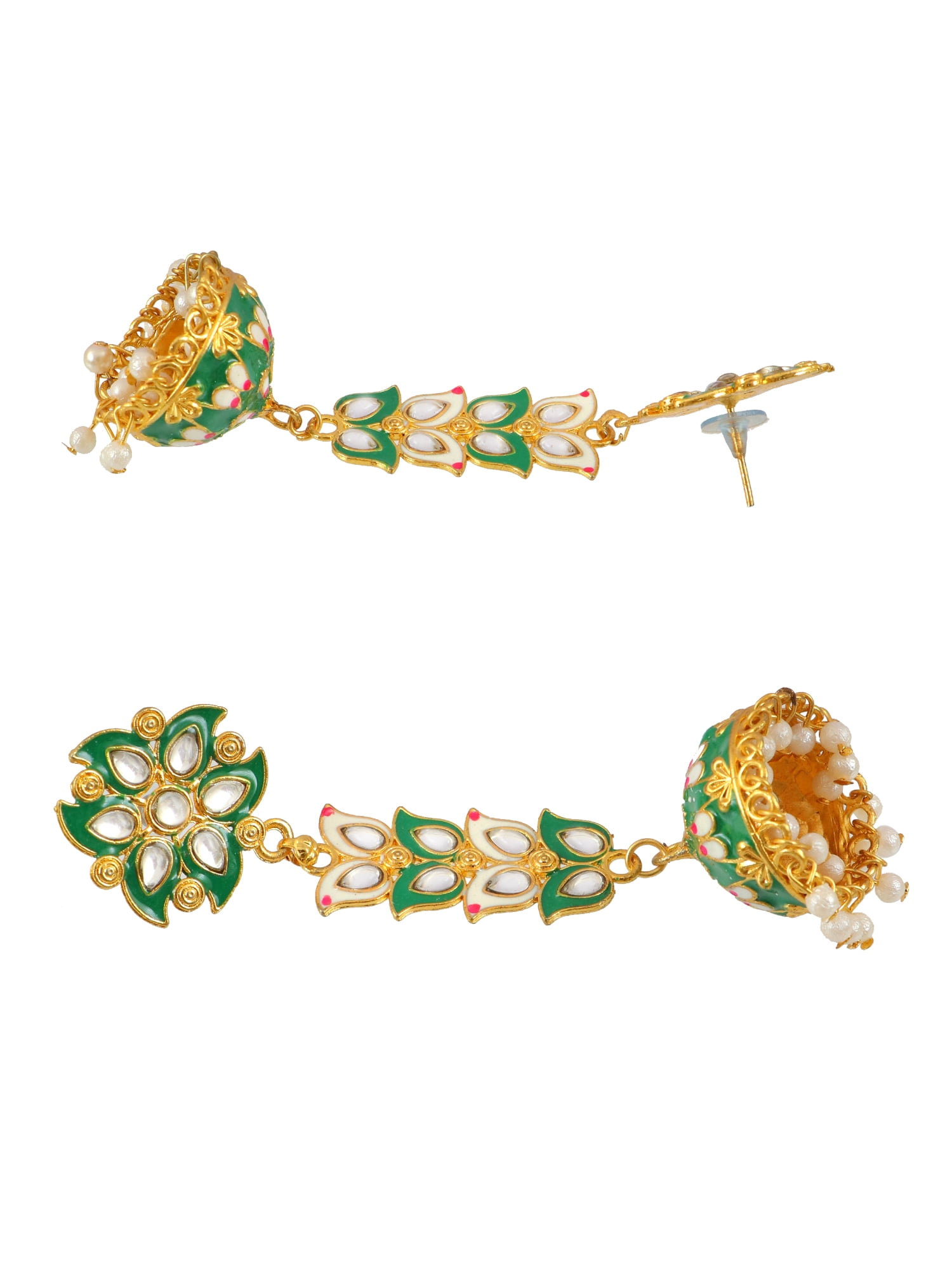 Bridal Golden Meenakari Long Jhumka Earrings with Colorful beads –  AryaFashions