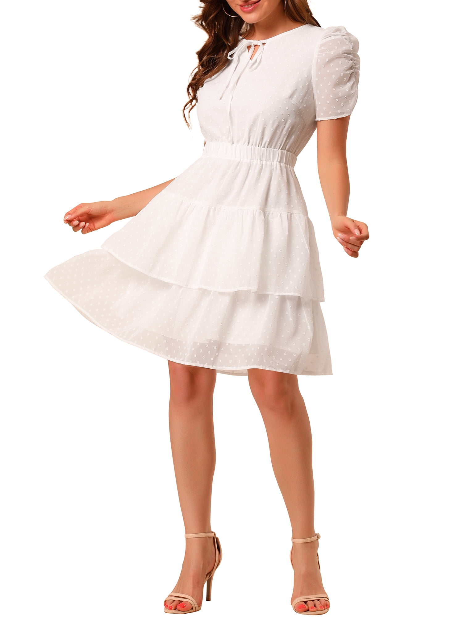 Double Layers Ruffle Hem Short Dress 