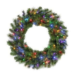 Christmas Wreath, 100 Multi-Color LED Lights, 30-In. -277-W8208-30LM3K1
