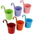 thumbnail image 1 of Juego de 6 macetas colgantes de metal para interiores con gancho desmontable para decoración de jardinería, varios colores, 1 of 5