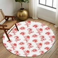 thumbnail image 3 of Valentine's Day Washable Area Rug&nbsp;6 ft Watercolor Bright Red Roses Floral Leaf Plant Soft Round&nbsp;Rugs for Living Room, Non Slip Carpet for Bedroom&nbsp;Entryway Dining Room, 3 of 9