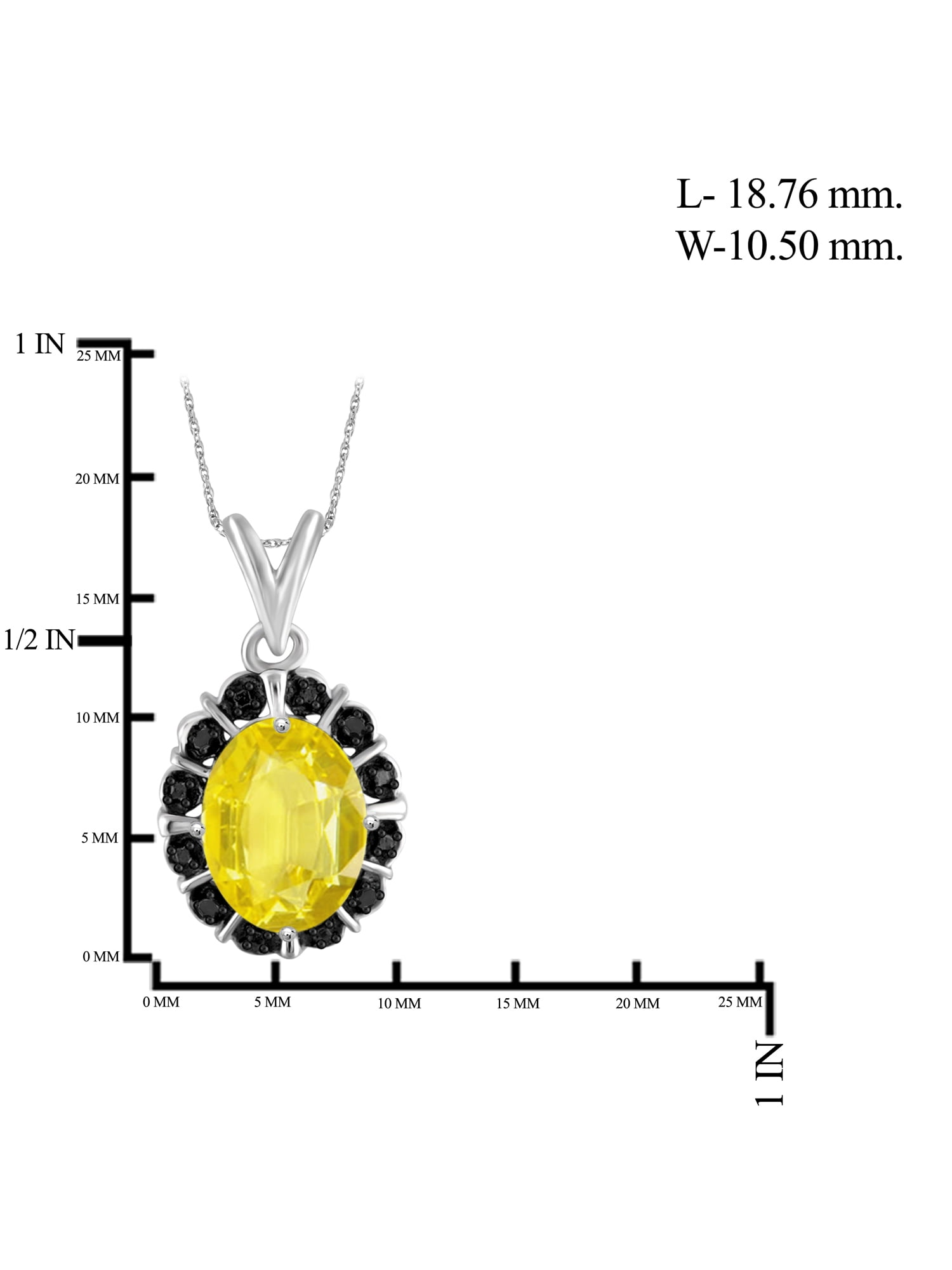 JewelersClub Silver Necklaces for Women –Silver Necklace for Women .925 Sterling Silver – Yellow Sapphire Necklace Centerpiece, Black Diamond Accents – Hypoallergenic Pendant