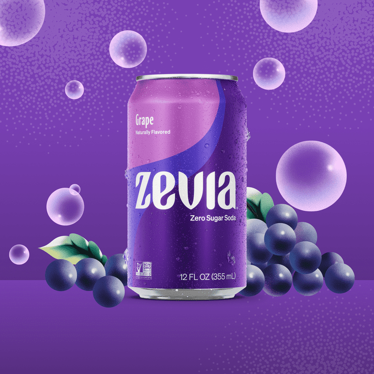 Zevia Zero Sugar, 0 Calorie Grape Soda, 12 fl oz, 8 Pack