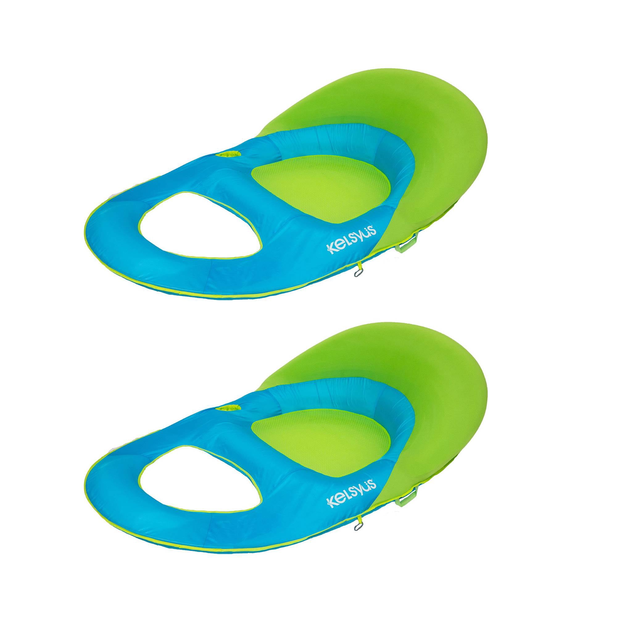 Kelsyus Deluxe Inflatable Mesh Floating Chaise Lounger Green Blue 2 Pack Walmart