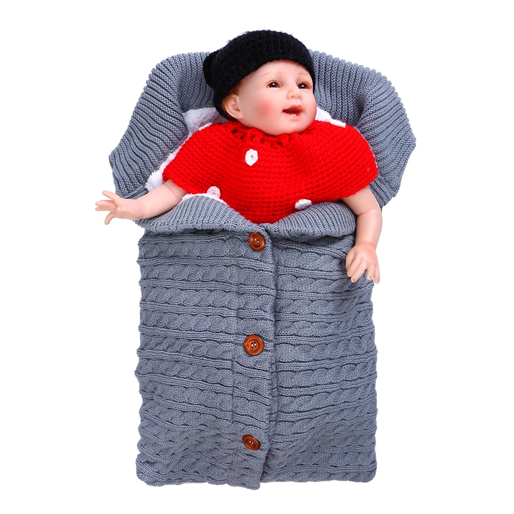 Anself - Infant Swaddle Blankets Soft Thick Breathable Knit Stroller ...