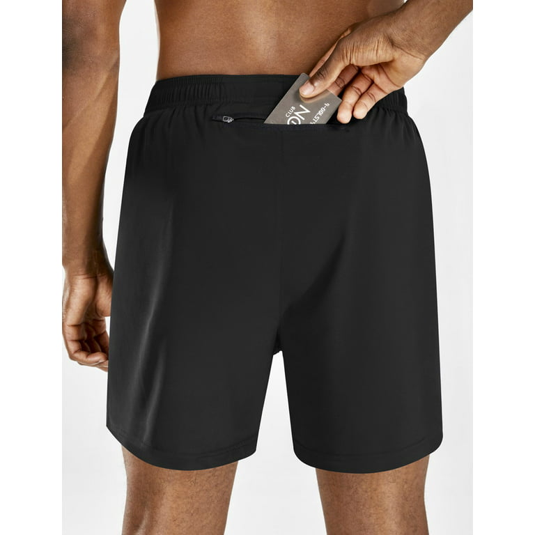 BALEAF Men's 5 inches Running Athletic Shorts with Zipper Pocket Black Size  XXL 