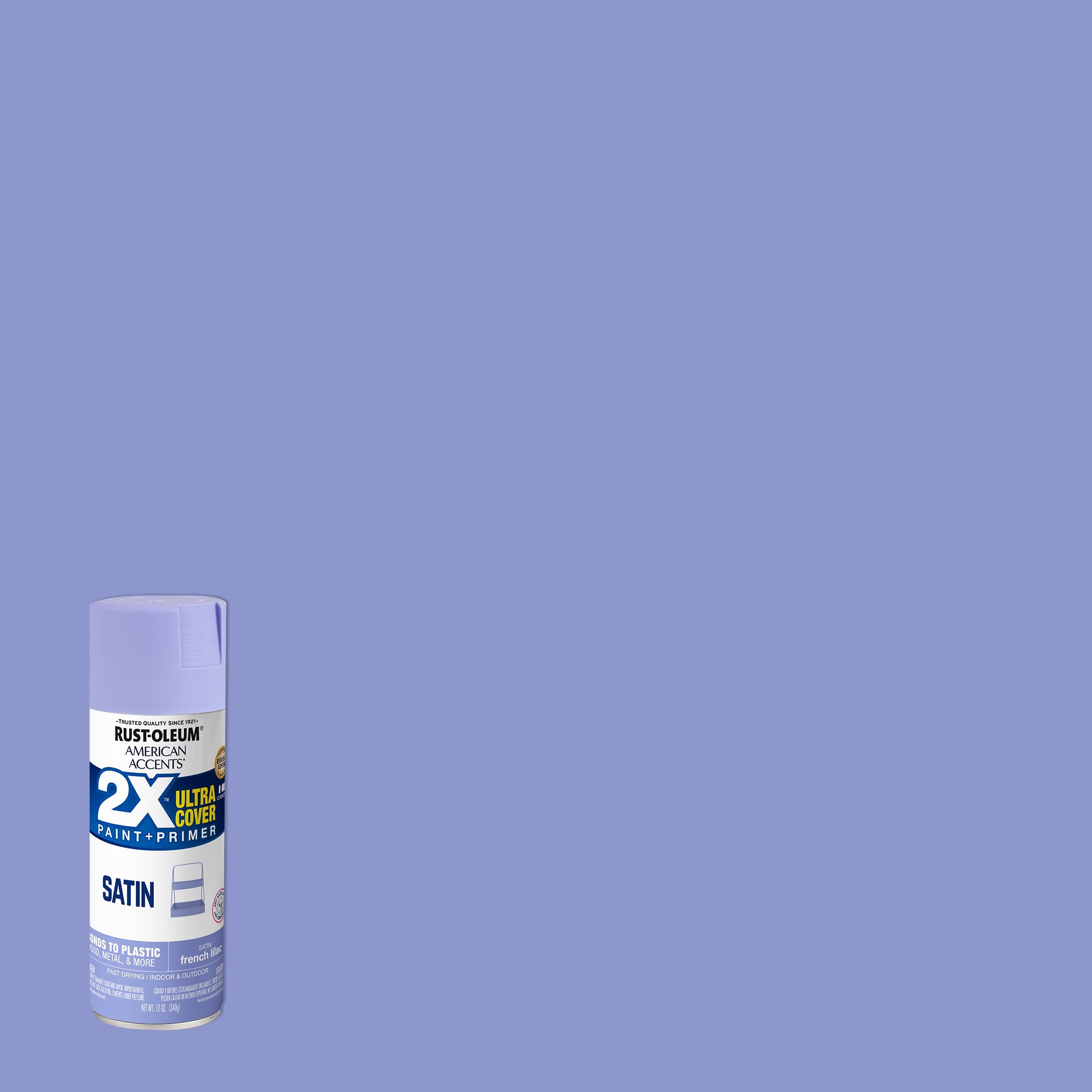 French Lilac, Rust-Oleum American Accents 2X Ultra Cover Satin Spray Paint- 12 oz