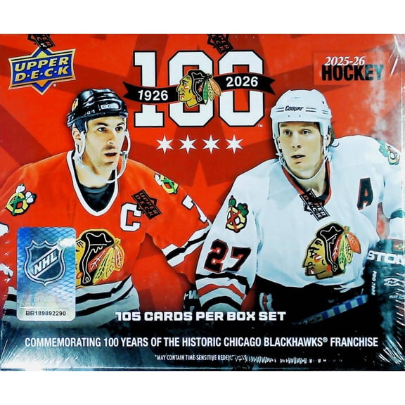 2025-26 NHL UPPER DECK Chicago Blackhawks Black Hawks 100 Centennial Hockey Factory Sealed Box Set 105 Cards