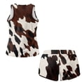thumbnail image 7 of Psesaysky Brown Cow Print 2 Piece Swimwear Outfits Tummy Control Tankini Swimsuits Racerback Wide Straps Tank Top Bathing Suits Shorts Resort Wear, 7 of 7