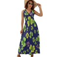 thumbnail image 2 of Clover Floral Pattern Womens Night Club Maxi Dress V Neck Sleeveless Bohemia Long Dresses, 2 of 9