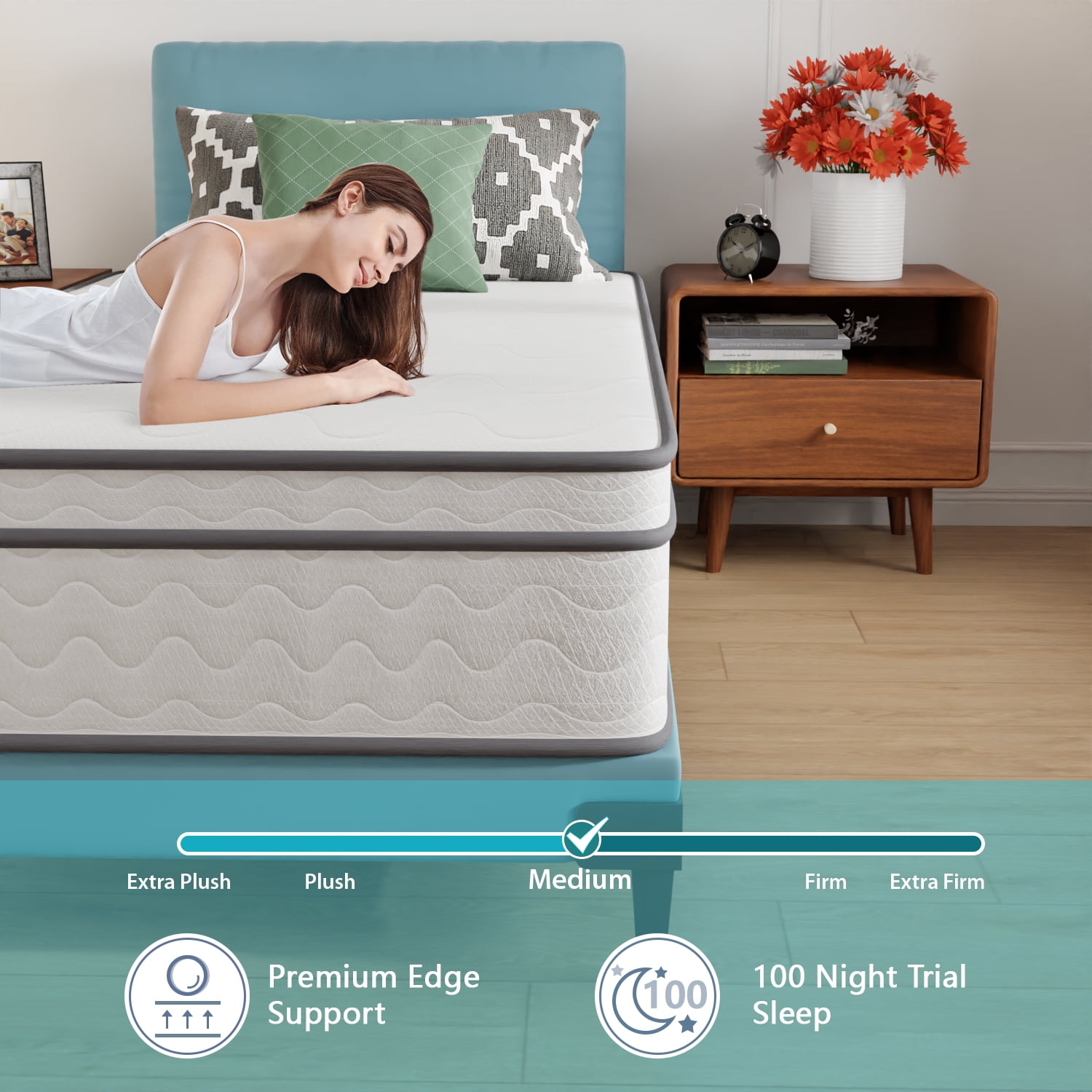 PayLessHere 12 Inch Innerspring Mattress in a Box with Bamboo Charcoal Gel Memory Foam Fiberglass Free CertiPUR-US Certified Medium Firm Spring Mattress Pressure Relief,Twin